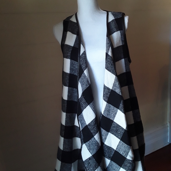 Rosette Buffalo Check Long Flyaway Vest - Picture 3 of 7